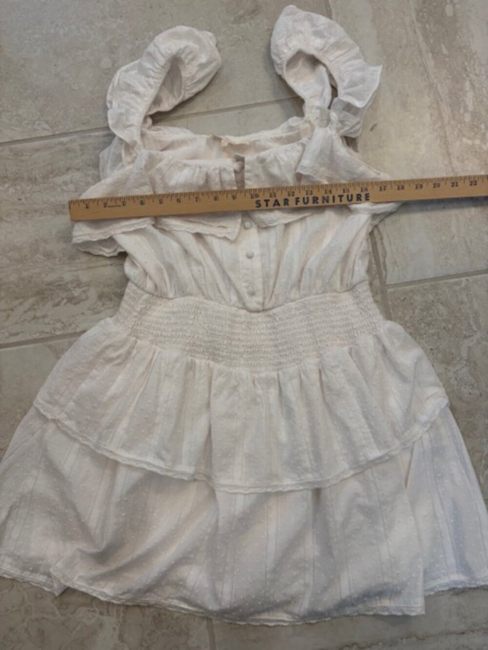 Fanco White Swiss Dot Ruffled Large 100% Cotton Mini Dress Cottagecore Babydoll - Picture 8 of 9